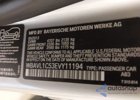 2014 BMW X1 xDrive28I from USA, damaged, VIN WBAVL1C53EVY11194